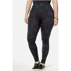 Spanx Leggings Womens 2X Black Camo High Rise Yoga Leggings Activewear Gym